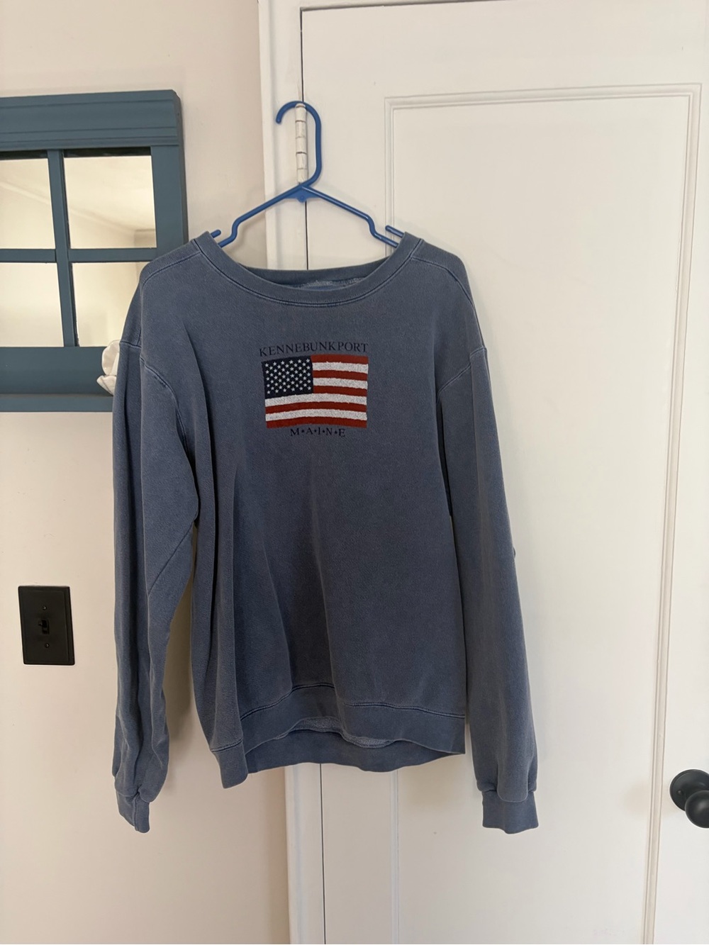 Kennebunkport Flag Crewneck Sweatshirt - Faded Blue